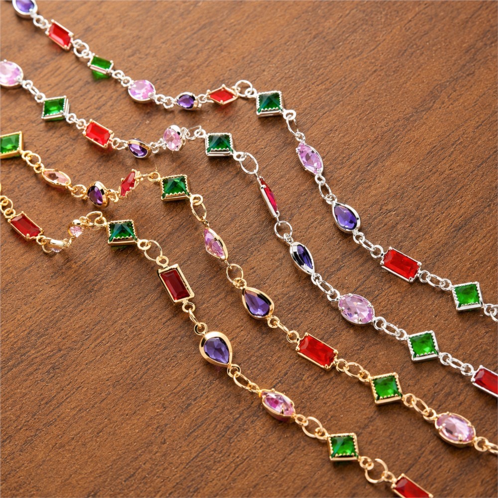 Vintage Collectibles For Sale - 1Meter Colored Irregular Rhinestone Oval Crystal