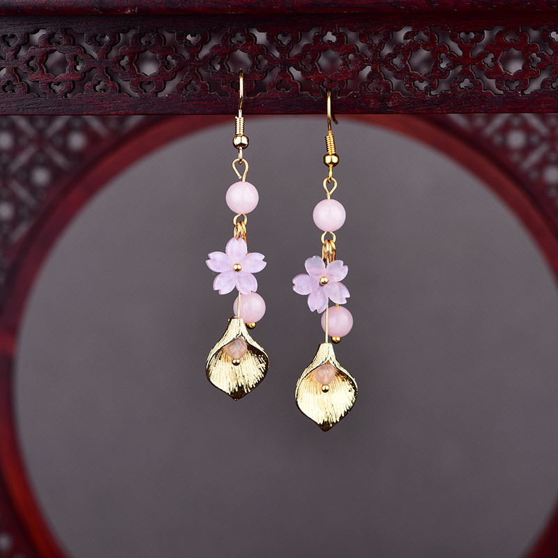 Pink Natural Jade Flower Earri - đánh giá và giá Vintage Collectibles For Sale