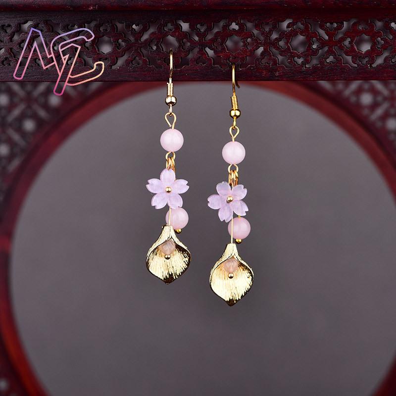 Pink Natural Jade Flower Earri - đánh giá và giá Vintage Collectibles For Sale