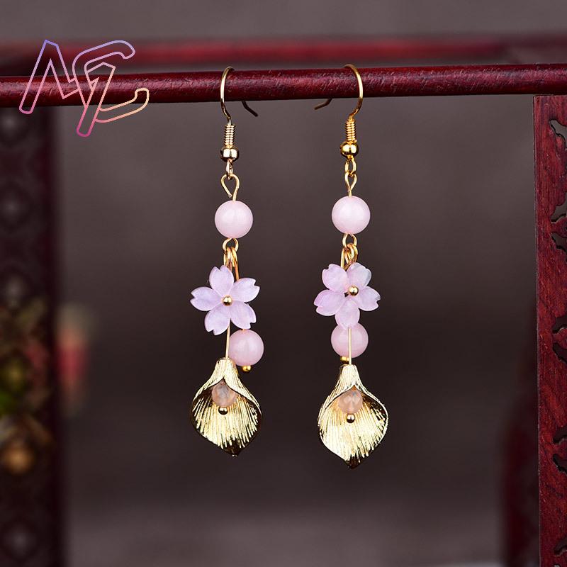 Pink Natural Jade Flower Earri - đánh giá và giá Vintage Collectibles For Sale