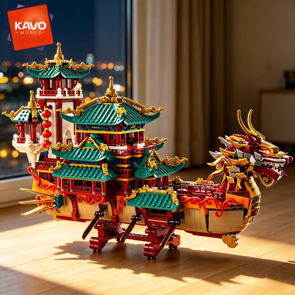 KAVOWORLD 2453pcs Dragon Boat  - đánh giá và giá Vintage Toys Collector